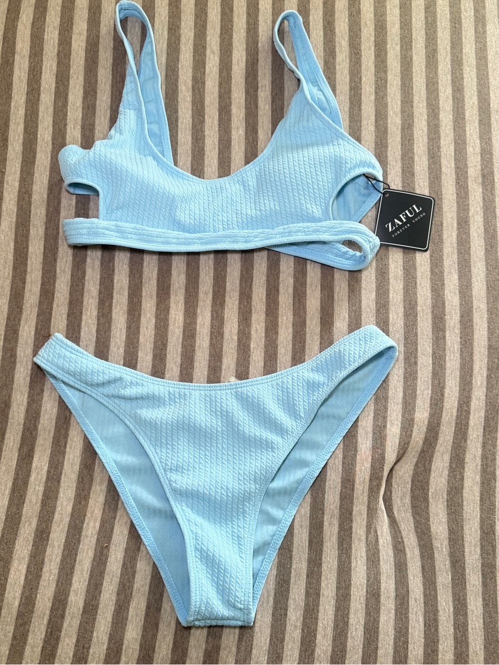 Zaful Baby Blue Textured Bikini Set NWT